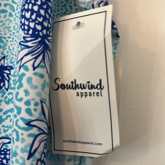 NWT Southwind Apparel Nylon & Spandex Blue Pineapple Wide Leg Palazzo Pants - Picture 4 of 8